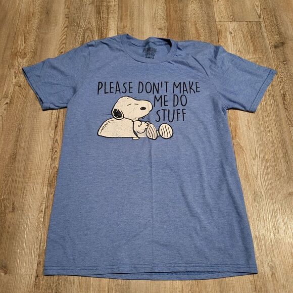 Peanuts Charlie Brown Snoopy Dont Make Me Do Stuff Graphic Tee Shirt Mens Small - Picture 1 of 5